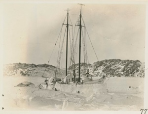 Image of The Bowdoin in winter quarters